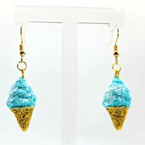 Ice Cream Cone Dangle Earrings Glitter Sparkle Bling